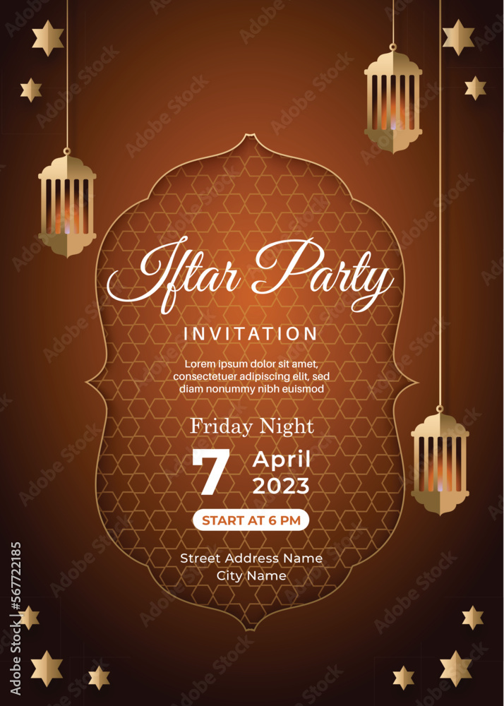 Iftar Party Invitation Card Design Stock Vector | Adobe Stock