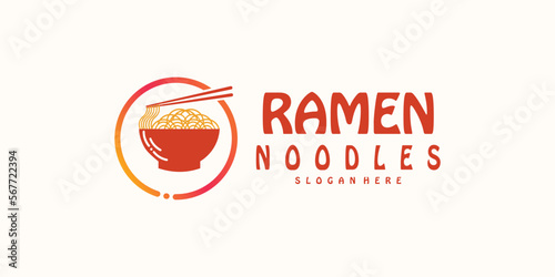 ramen logo design with creative modern concept premium vector