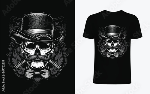 Gentleman skull with cigar. Design element for logo, label, sign, and t-shirt.