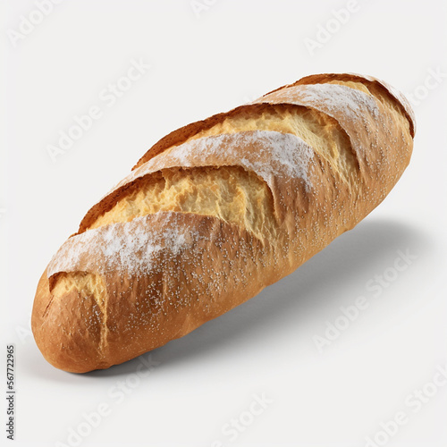 Baguette auf weißem Hintergrund isoliert (erstellt durch KI-Tool)