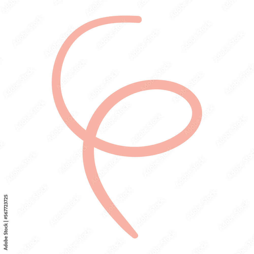 Pink squiggle line, decorative element in boho style Pink squiggle line, decorative element in boho style