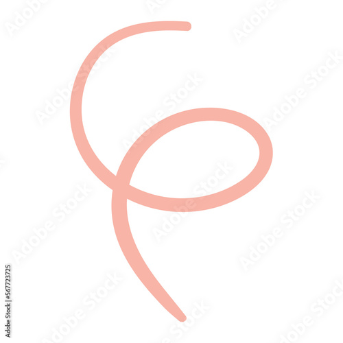 Pink squiggle line, decorative element in boho style