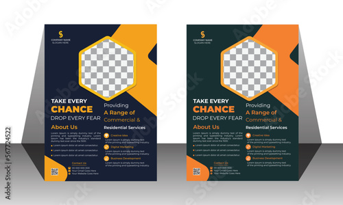 Professional corporate business flyer for company or agency, simple cover design layout space for background, poster flyer pamphlet, A4 size colorful vector design leaflet.