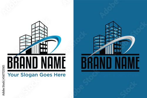 Building construction illustration logo design