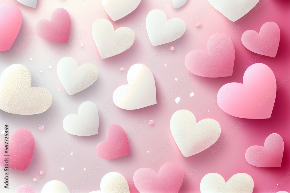 3d pink and white hearts background. AI generated 3d pink and white hearts background. AI generated