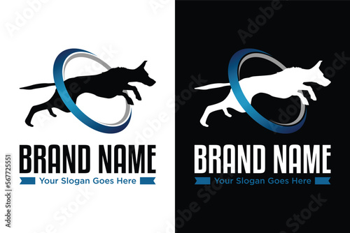 dog pet ring training illustration logo design