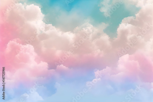 3d display cloudy and dreamy in pastel background, beautiful, realistic, Generative Ai. 