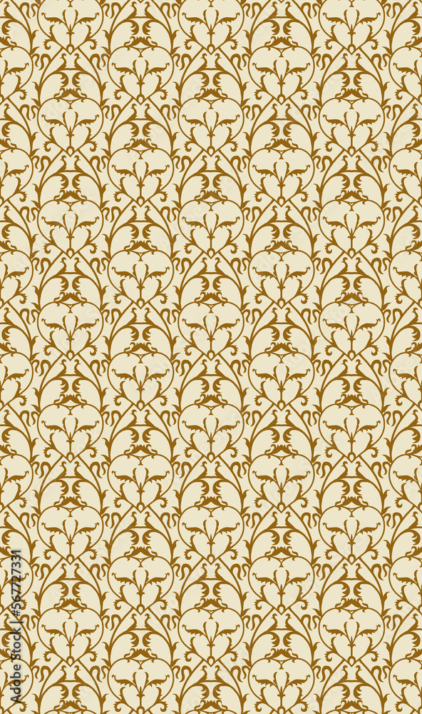 Wthnichand draws a Seamless pattern with gold flowers.