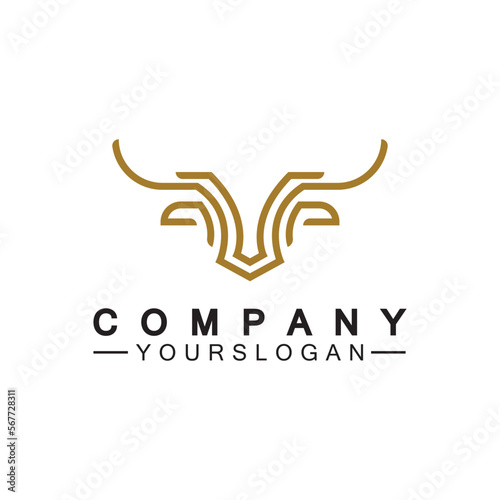 Bull monoline logo design vector template