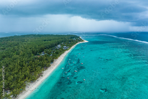 Mauritius island coral cost with underwater waterfalls 