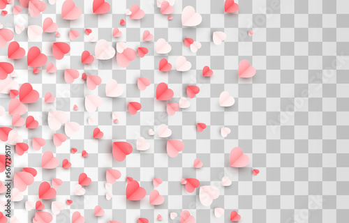 Vector paper hearts png. Heart shaped confetti png. Paper hearts on the surface. Valentine's Day, March 8, Mother's Day.