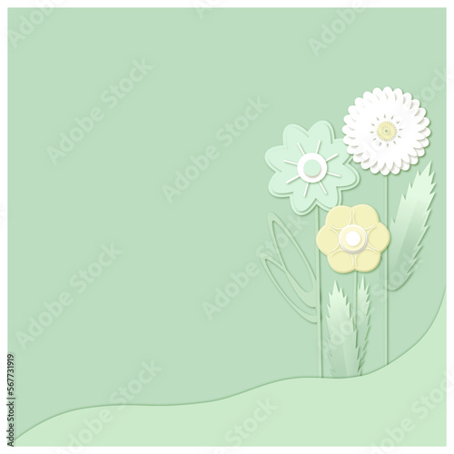 Greeting card with flowers in papercut technic.