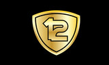 Number Gold Shield Security Black Logo