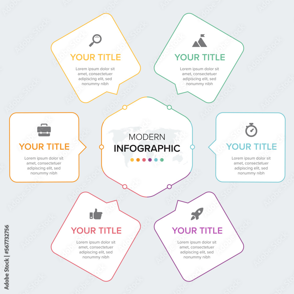 Creative concept for infographic element vector 6 options, steps, list, process. Abstract elements of graph, diagram with steps, options, parts or processes, timeline infographics, workflow or chart.