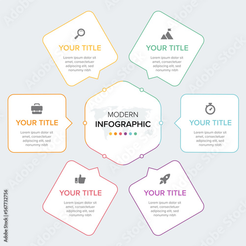 Creative concept for infographic element vector 6 options, steps, list, process. Abstract elements of graph, diagram with steps, options, parts or processes, timeline infographics, workflow or chart.