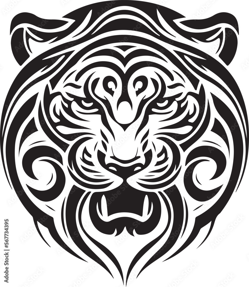 Fototapeta premium Vector illustration of tiger head with ornament