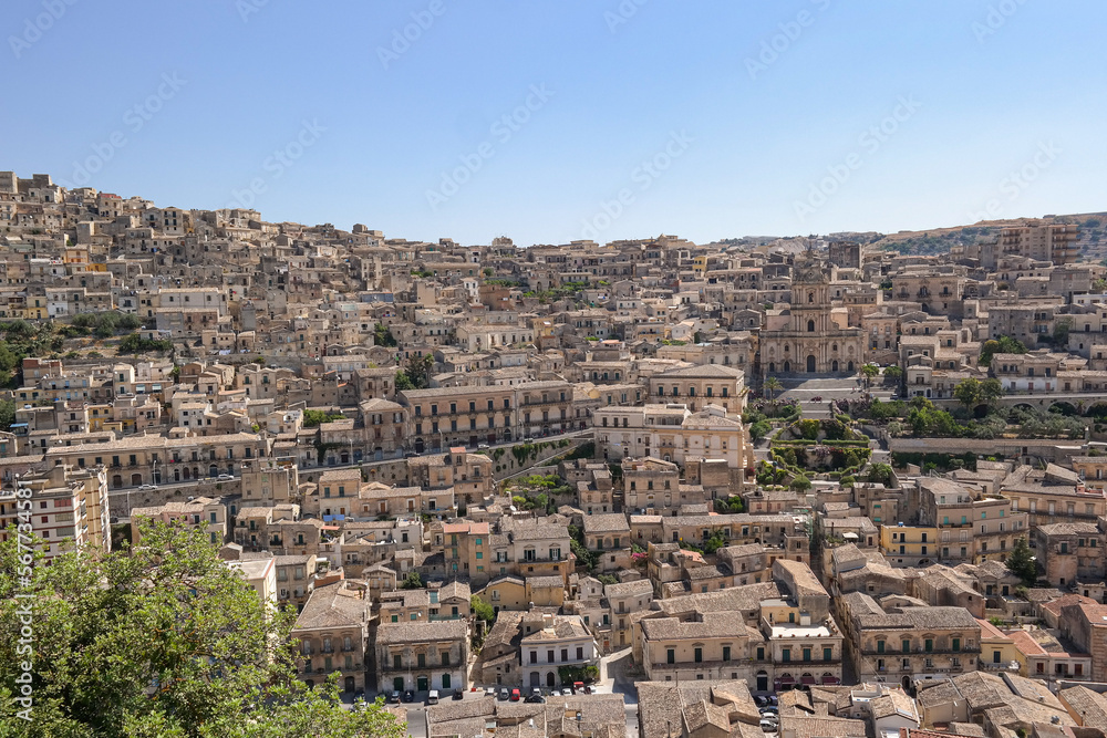 Modica. Sicily. Italian city in the summer. Family Vacations in Italy. Wonderful day. Nice view.