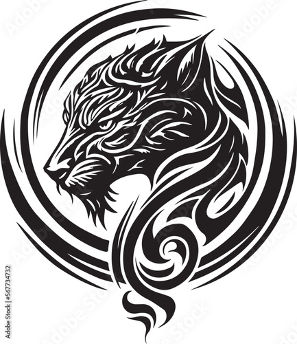 Vector illustration of tiger head with ornament