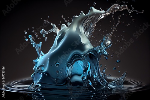 A 3d illustration of a liquid water splash shape. Generative AI