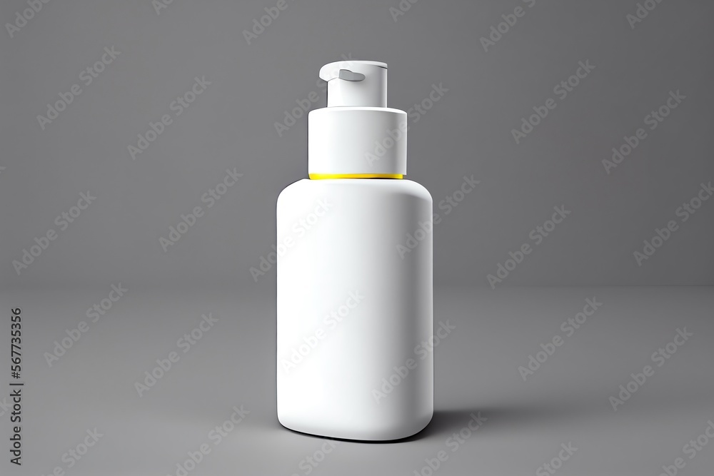 A 3d render illustration of a blank cosmetic pump bottle mockup template. Generative AI