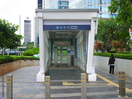 priority elevator to mrt train station in jakarta, indonesia