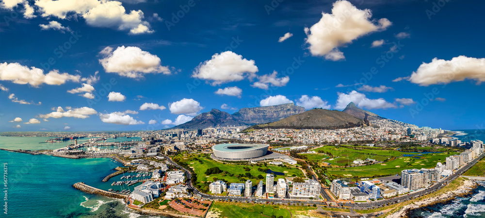 Naklejka premium aerial view of Cape Town city in Western Cape province in South Africa