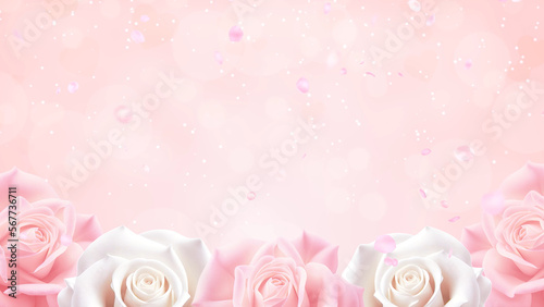 background with roses and pearls	
