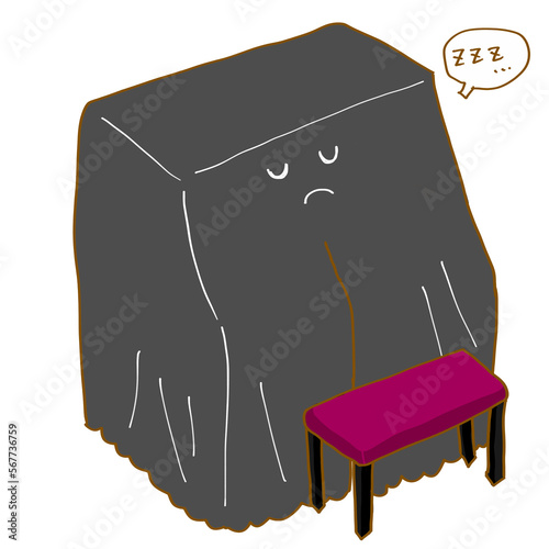 眠っているアップライトピアノ