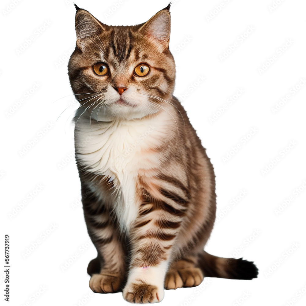 Brown Scottish Fold cat in sitting pose