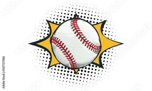 Baseball ball retro sport design for any purposes. Retro baseball vintage background. Comics retro ball theme.