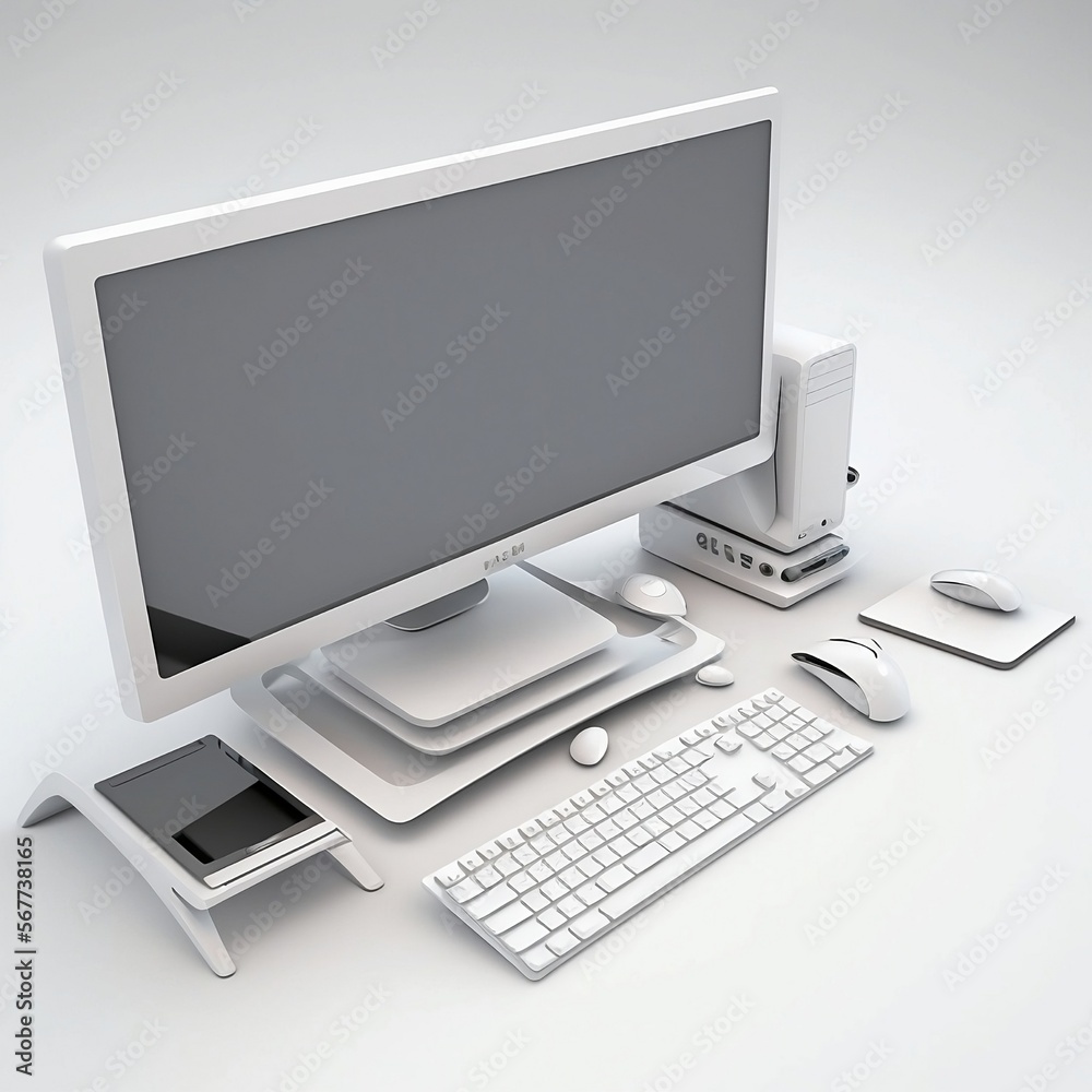 3d model desk table clean setup monitor 3d model desk table clean setup monitor