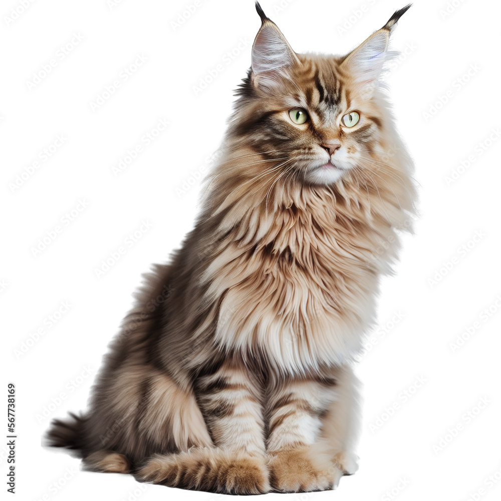 Maine Coon Cat in Sitting Pose