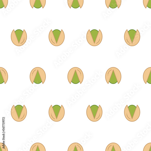 Seamless simple vector pattern with pistachios. Regular snack pattern.