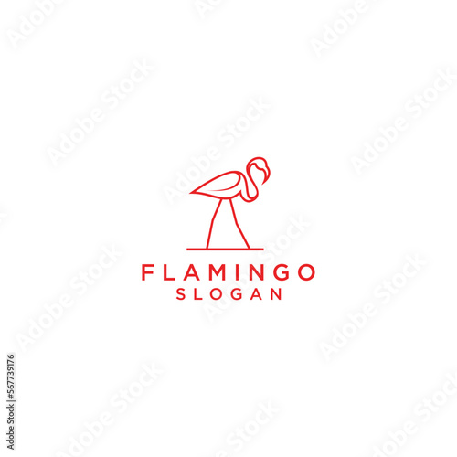Flamingo geometric polygonal logo vector icon design template