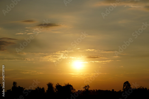 background of the setting sun in the evening