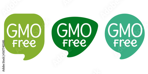 GMO free label in different pin shapes