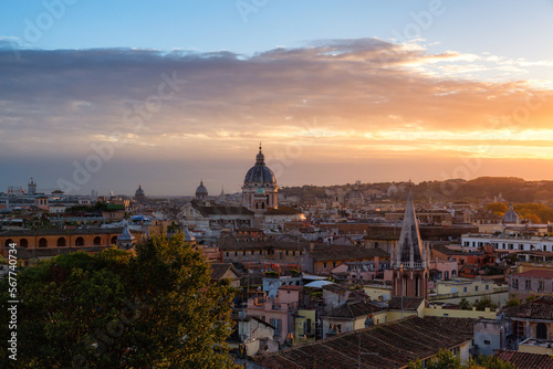Ancient Historic City in Europe. Rome, Italy. Colorful Sunset Sky. © edb3_16