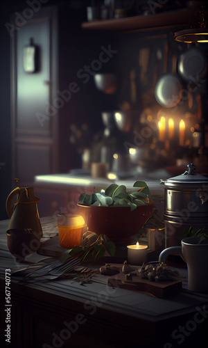 Still life with a candle - Generated by Generative AI 