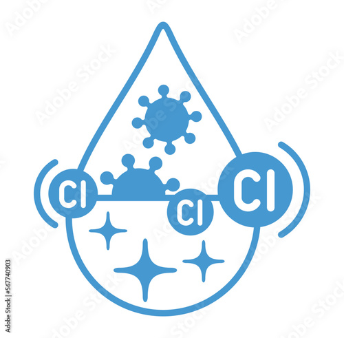 Chlorine action icon - disinfection of water