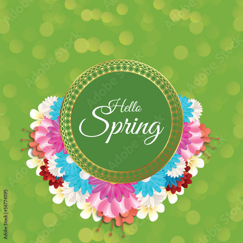 Shiny spring with decoration flowers background design 06 photo