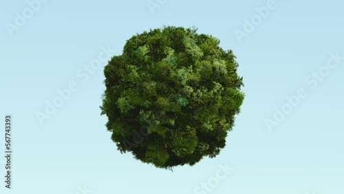 Green world ball covered in trees looping motion