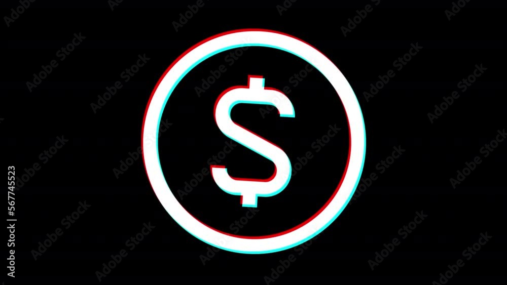 Dollar money symbol. Glitch effect. Alpha channel Dollar money symbol. Glitch effect. Alpha channel