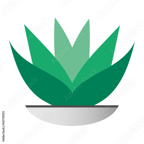 Beautiful flat illustration with green houseplant on white background for lifestyle design. Plant floral vector design. Spring garden decoration.