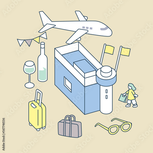飛行機と空港。旅の始まり