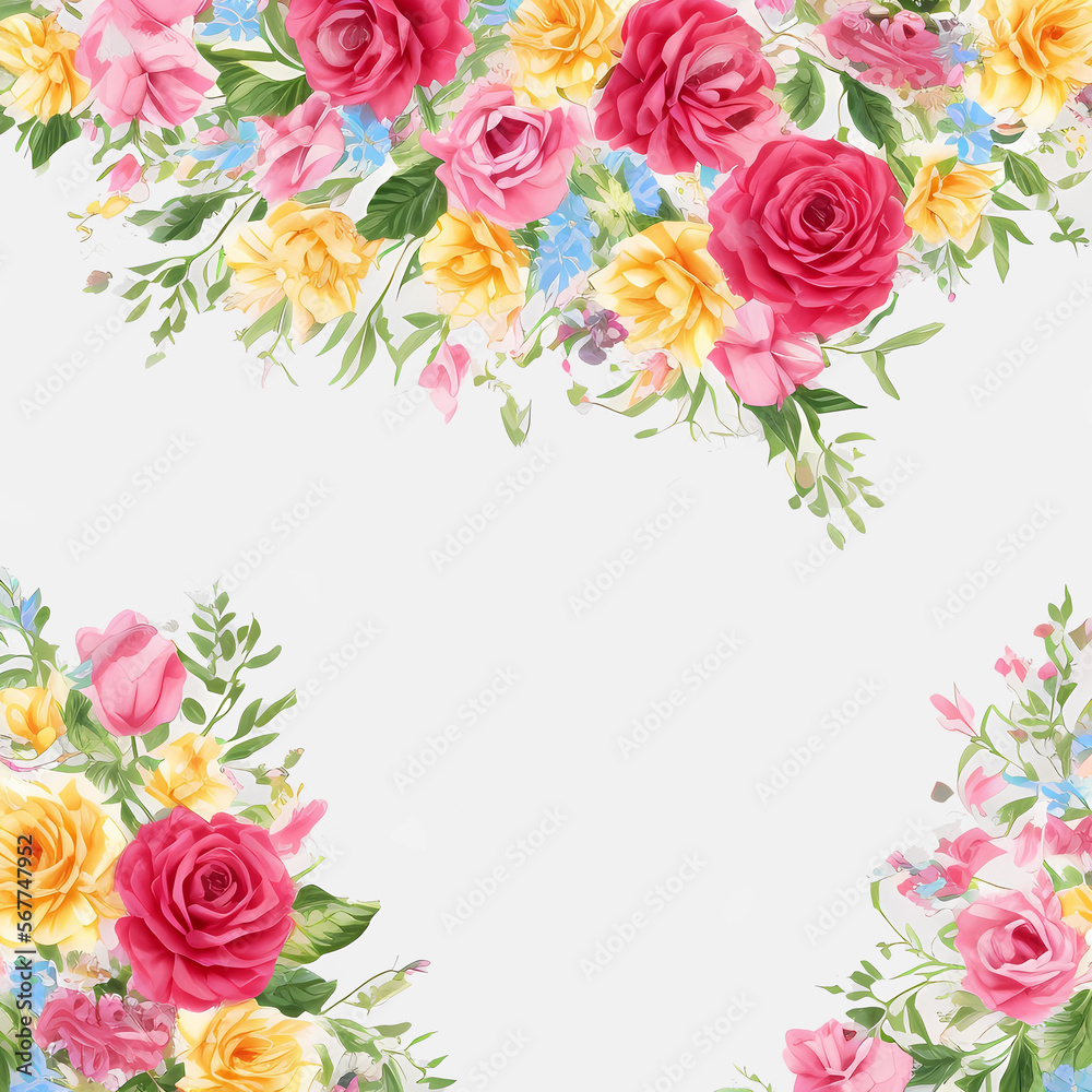 Floral background with white background