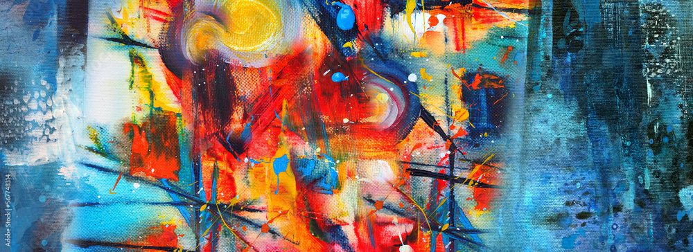 Hand draw digital painting abstract art panorama background colors texture design illustration.. Hand draw digital painting abstract art panorama background colors texture design illustration..