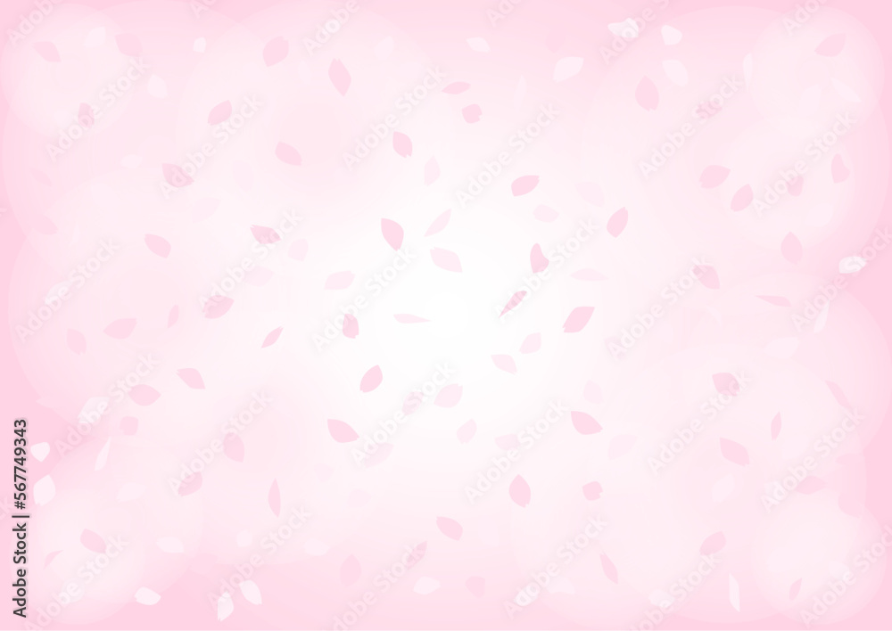 桜の花びらの背景イラスト（ピンク色背景）