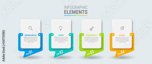 Business infographic template design icons 4 options or steps