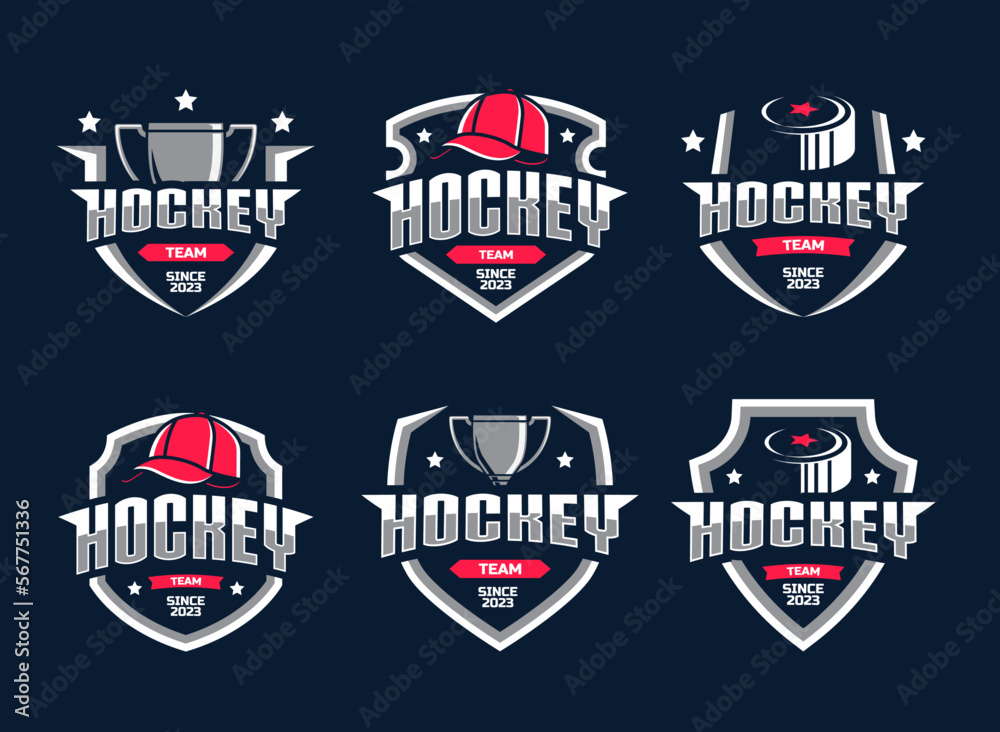 Hockey logo bundles, emblem collections, designs templates. Set of hockey logos
