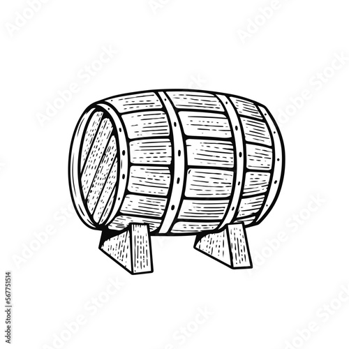 Beer barrel engraving style black color art vector illustration. © Octyabr